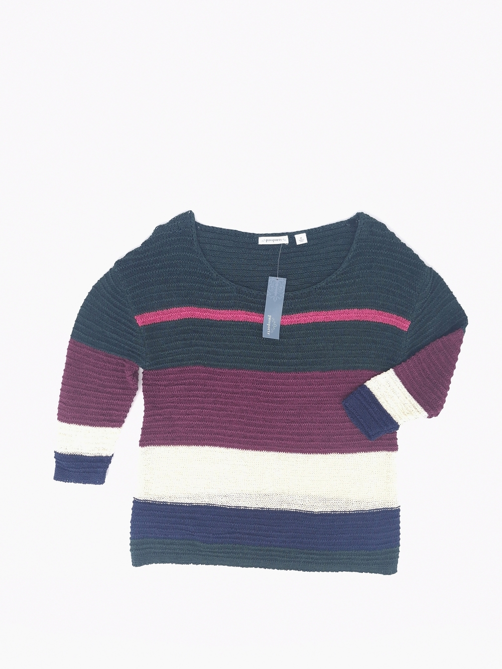 ✨NWT Passports Open Knit Striped Colorblock Sweater Tunic - Size M (10/12)✨